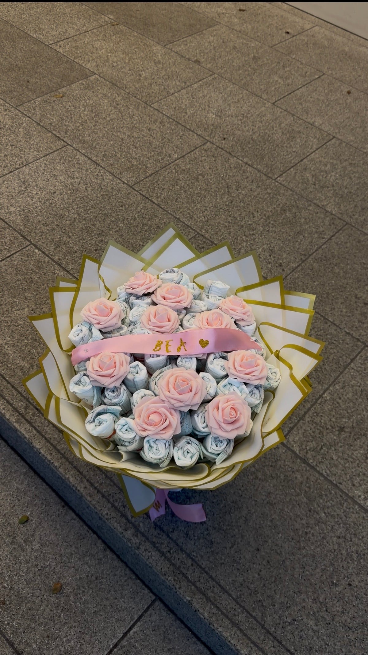 Baby Bloom – Windelstrauß Rosa
