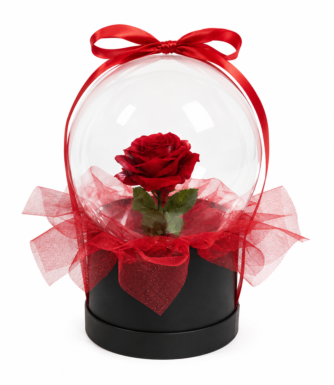 Boho Ballon mit frischer Rose